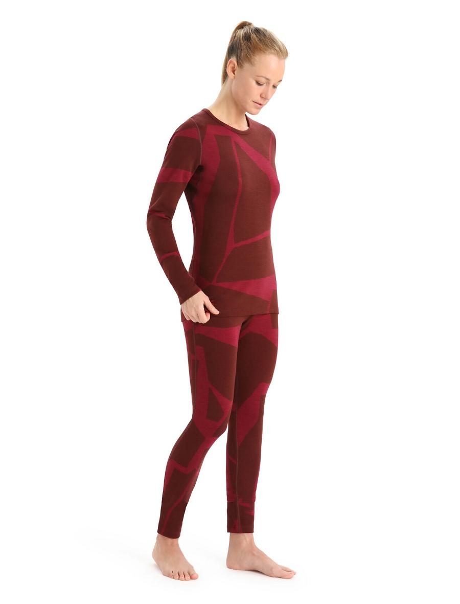 Espresso / Cherry Icebreaker Merino 250 Vertex Long Sleeve Crewe Thermal Top Fractured Landscapes Women's One Piece & Sets | AU 1789KORI